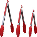 Kitchen Tongs for Cooking w Non-Stick Silicone Tips, 600°F Heat Resistant Silicone Cooking Food Tong Set Heavy Duty Stainless Steel Handle for Baking Grilling BBQ Salad Serving, 7" 9" and 12"