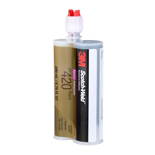 3M Scotch-Weld Epoxy Adhesive DP420, Black, Two-Part Epoxy Structural Adhesive, High Impact, Fatigue Resistant, Maintains Bond Strength, 200 mL (6.76 fl oz) Duo-Pak