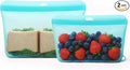 Haakaa Dot Seal Reusable Silicone Food Storage Bags, 2 Pack- Silicone Leakproof Freezer & Sandwich Snack Bags, BPA Free Food Containers, Microwave & Dishwasher Safe, Turquoise (16oz, 33oz)