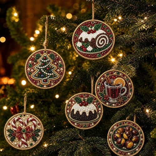 6PCS Christmas Ornaments DIY Pearl Diamond Art Kits for Adult Holiday