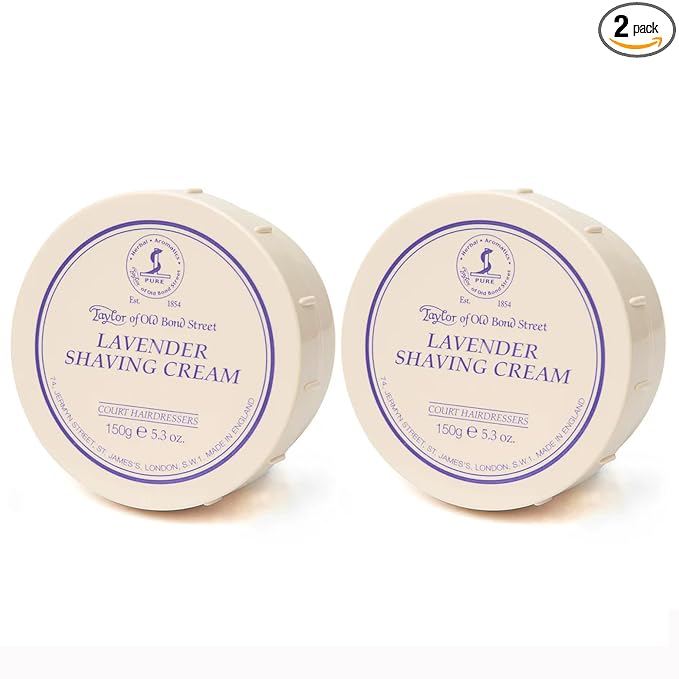 Taylor of Old Bond Street Lavender Fragrance Shaving Cream Bowl 150g (2-Pack) – Rich Lather for Traditional Shaving