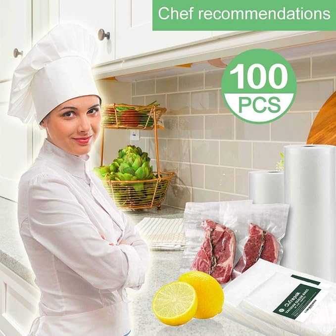 O2frepak 100 Count Big Gallon 12"x16" Vacuum Sealer Bags with BPA Free and Puncture Prevention,Vacuum Seal Freezer Bags,Great for Sous Vide Vaccume Sealer PreCut Bags