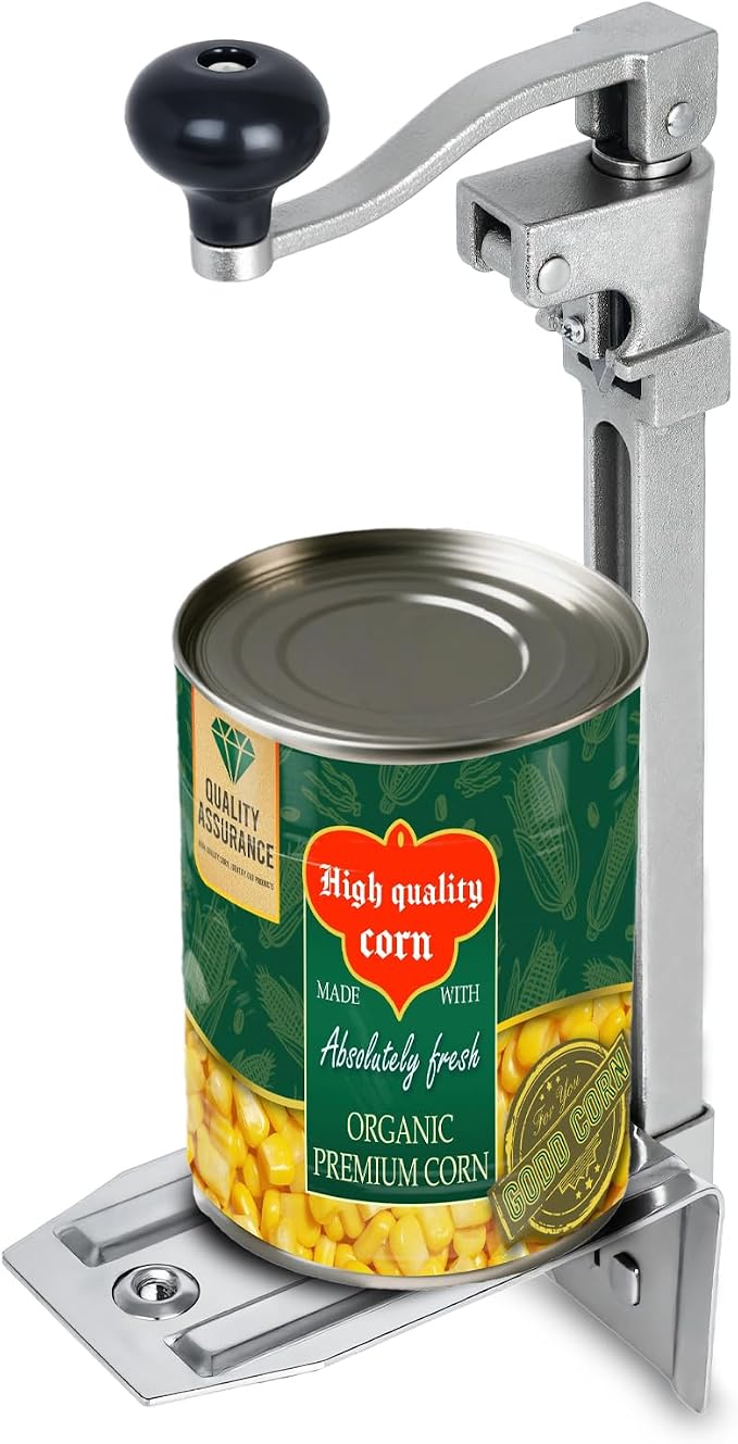 Commercial Can Opener Heavy Duty, 16" Stainless Steel Manual Table Can Opener for #10 Cans up to 10" Tall, Industrial Kitchen Tool with Cast Steel Base & Stainless Steel Blade
