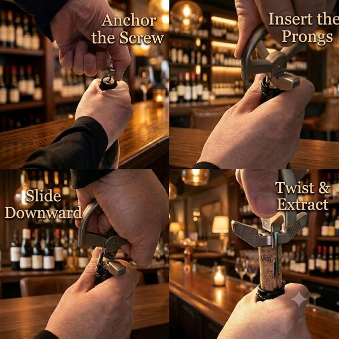VinoLab Ah So Wine Opener, Two-Prong Cork Remover for Vintage Bottles and Delicate Old Corks, Sommelier Style Cork Extractor with Protective Cover and Gift Box