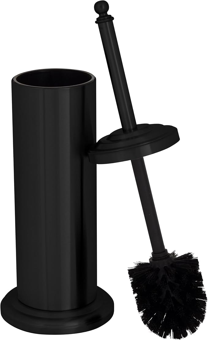 Bath Bliss Trash Can, Toilet Brush and Plunger 3 Piece Bathroom Set in Matte Black