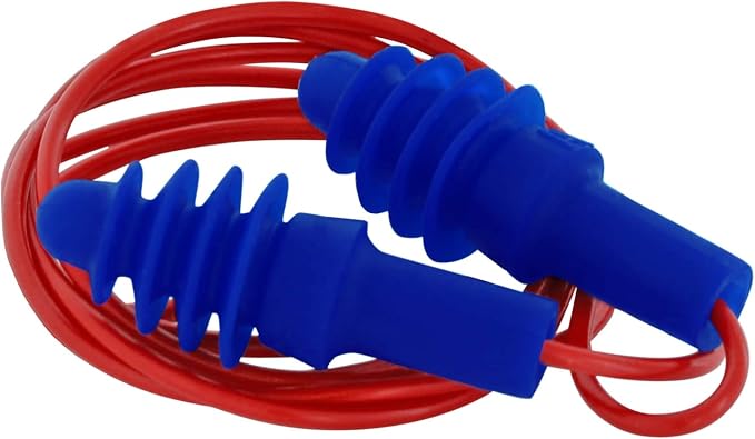 Howard Leight by Honeywell Airsoft Flanged Corded Reusable Earplugs with Reusable Case, 50-Pairs (AS-30R)