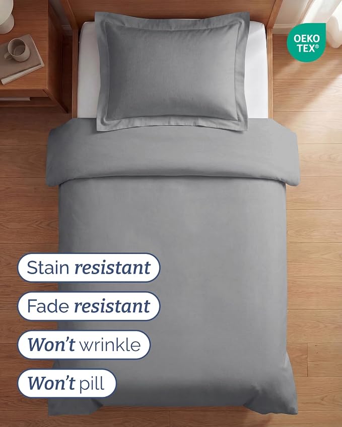 Duvet Cover Twin/Twin XL Size Set - Extra Soft Twin/Twin XL Duvet Cover 68" x 90" with 1 Pillow Sham for Women, Men, Kids & Teens - Comfy, Easy-Care & Fade Free w/ Zipper Closures & Ties (Steel Blue)