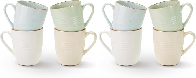 famiware Jupiter Coffee Mugs Set of 4, 14 OZ Coffee Mug, Microwave and Dishwasher Safe, Coffee Cups with Handle for Coffee, Tea, Cocoa, Milk, Multi-color (Pack of 2)