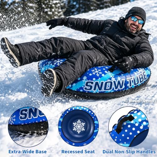 CAMPLAND Heavy Duty Snow Tube 47in Inflatable Sled Tube for Adults & Kids