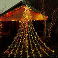 Aokudoni Christmas Lights Outdoor 12.6 ft 8-Lighting Modes Waterfall Xmas Lights Outdoor Christmas Decorations for Yard Tree House Holiday Party, Warm White