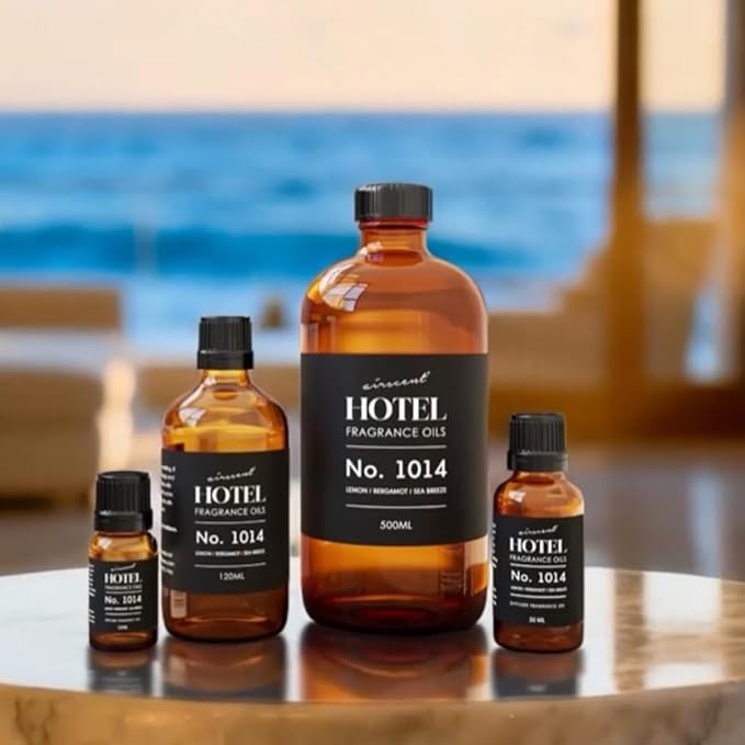 AirScent Hotel Diffuser Oil No. 1014 - Iconic 5-Star Hotel Blend - 500 mL | Lemon Bergamot Sea Breeze - Coastal Blend - Fragrance Oil for Ultrasonic and Waterless Diffusers and Crafting