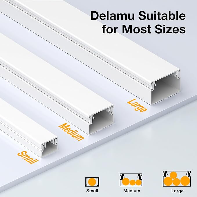 Delamu TV Cord Hider, 315in Wire Covers for 3-4 Cords on Wall, Large Cable Hider Cord Covers for Wires, Cable Management Wire Hiders for TV for Wall, L15.7X W1.18x H0.6in, White