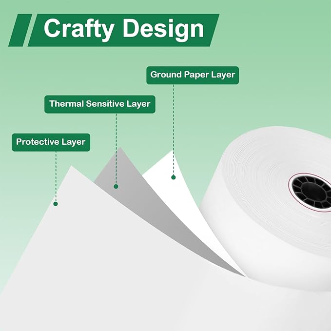 Phenol Free Thermal Paper 3 1/8" x 230', 50 Rolls Thermal Receipt Paper, BPA BPS Free Receipt Rolls for POS Systems and Credit Card