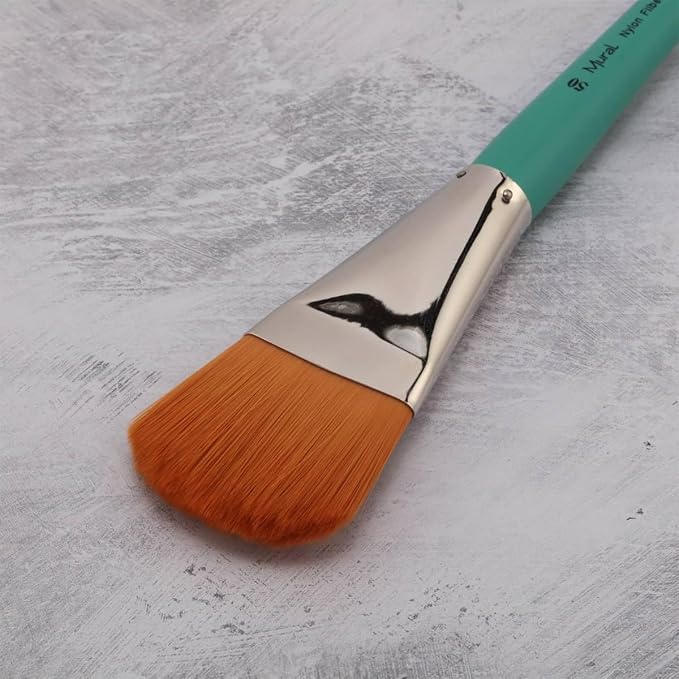 Creative Mark Art Supplies Large Mural Synthetic Golden Taklon Paint Brush - Filbert #50-2 Pack - Artist Supplies for Acrylics, Watercolors, and Oils - Durable, Resilient, Seamless Ferrules