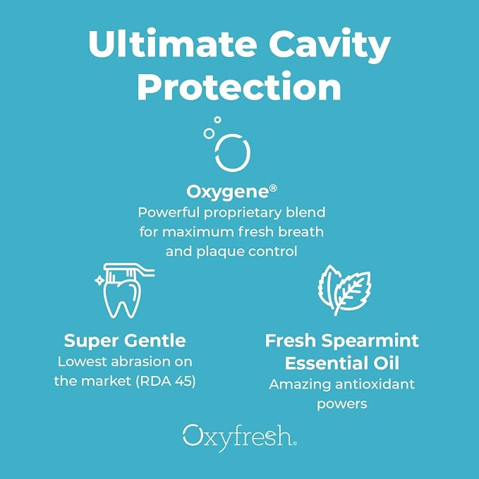 Oxyfresh Premium Cavity Protection – Fresh Mint Fluoride Toothpaste | Unique Non-Staining Fluoride Helps Keep Teeth White – Helps Fight Cavities, Plaque & Tartar – Strengthen Sensitive Enamel