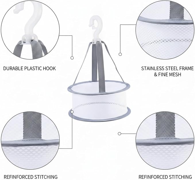 Foldable Hanging Dryer Net, Stainless Steel Mesh Rack for Flat Drying Sweaters & Delicates, Space-Saving Laundry Organizer