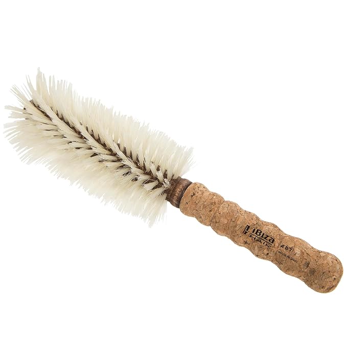 Ibiza Hair Boar Bristle Round Brush (B7-70mm) | Blonde Bristles & Cork Handle | Ideal for Color Treated Tresses | Big Waves or Tight Curls | Adds Shine & Texture for Long Styles & Large Sections