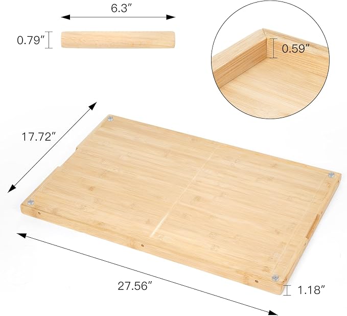 Bamboo Cutting Board Double Sided 28” x 18” with Juice Groove, Large Wooden Cutting Boards for Kitchen, Wood Chopping Board with Side Handles for Fruit, Meat, Kneading Dough