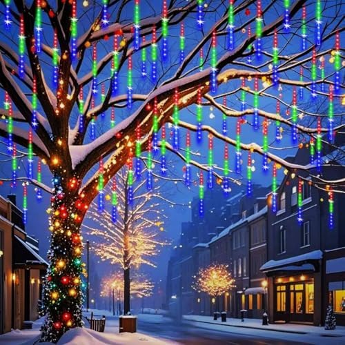 Weepong Meteor Shower Outdoor Christmas Lights 16 Tube 384LEDs UL Certified