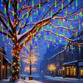 Weepong Meteor Shower Outdoor Christmas Lights 16 Tube 384LEDs UL Certified