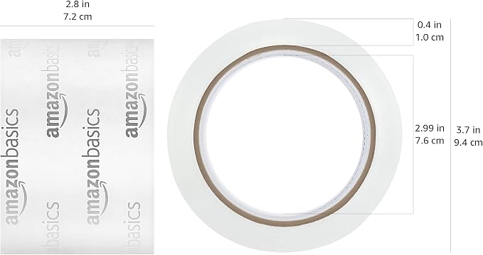 Amazon Basics 2.83 Inch Wide Packing Tape, Fits 3-Inch Dispensers, Crystal Clear, Low Odor, for Moving, Storage, Shipping and Sealing Boxes, 54.6 Yards, 6-Pack