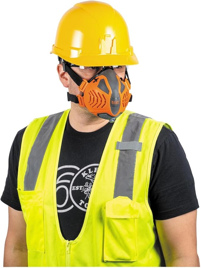 Klein Tools 60553 Reusable P100 Half-Mask Respirator with Replaceable Filters for Dust, Metal Fumes, and Oil Mist, S/M