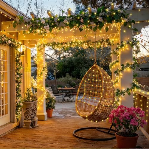 KNONEW 403FT 1000 LED Christmas Lights Outdoor String Lights 8 Modes & Timer Fairy Light Plug in Waterproof LED String Lights for Xmas Yard Tree Wedding Party Holiday Decorations (Warm White)