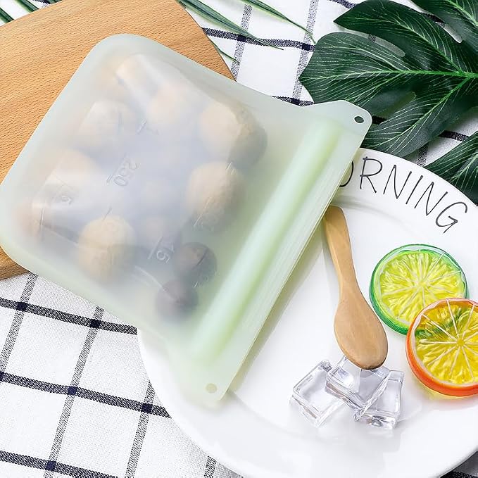 Reusable Freezer Bags, Platinum Silicone for Food Storage Stand-Up 6-Pack | BPA-Free Platinum Silicone Bag for Meal Prep, Travel, Lunch, Kitchen Organization, Microwave, Oven & Dishwasher Safe 3 Sizes