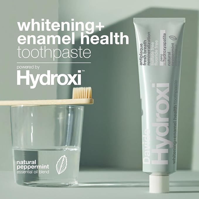 Davids Nano Hydroxyapatite Whitening Enamel Health SLS Free Peppermint 4oz | Fluoride Free, Remineralizing, Antiplaque, Fresh Breath, Made in USA, Nano-Hydroxyapatite Toothpaste, Davids Hydroxi
