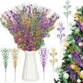 Daifunli 36 Pcs Christmas Tree Picks Sprays,17'' 12'', Gold, Purple, Green