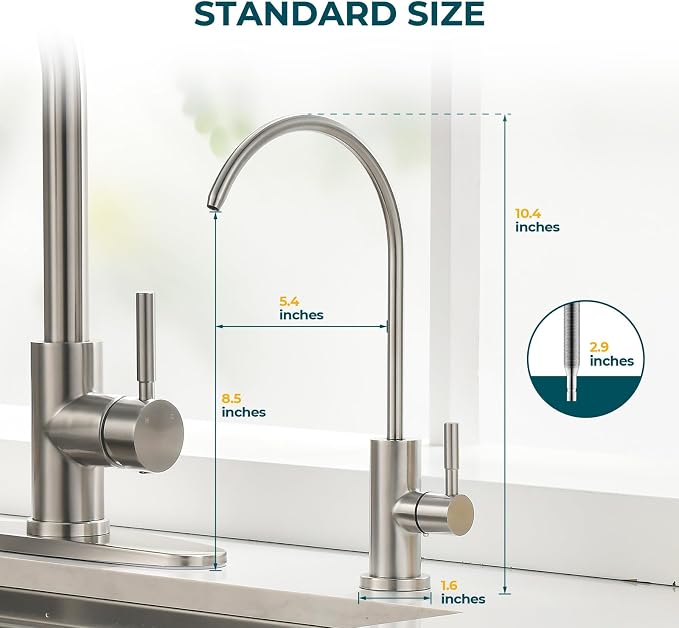 Hiqufet Drinking Water Faucets for Kitchen Sink, Stainless Steel Water Filter Faucet for Reverse Osmosis or Water Filtration System, RO Bar Sink Faucet, Brushed Nickel