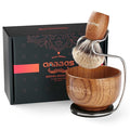 Anbbas Pure Badger Hair Shaving Brush Wood Handle and Large Soap Bowl with Stainless Steel Shaving Stand 3in1 Kit for Men
