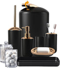 9 Pieces Black Bathroom Accessories Set, Gorgeous Bathroom Set, Trash Can, Toilet Brush, Soap Dispenser and Toothbrush Holder, Soap Dish, Tumber, Qtip Holder, Tray, Sink Countertop Set Decor