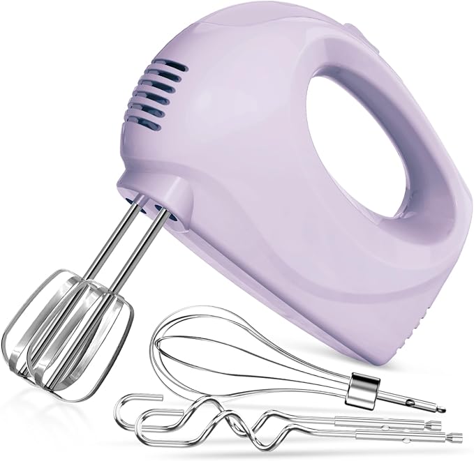 Handmixer Electric Handheld - 5 Speed Portable Kitchen Mixer Electric with 5 Stainless Steel Accessories Whisk, Food Beater for Whipping Mixing Cookies(Violet)