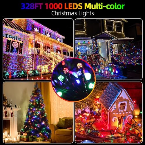 MZD8391 328FT 1000 LED Christmas Light Outdoor Indoor, Christmas Tree Light