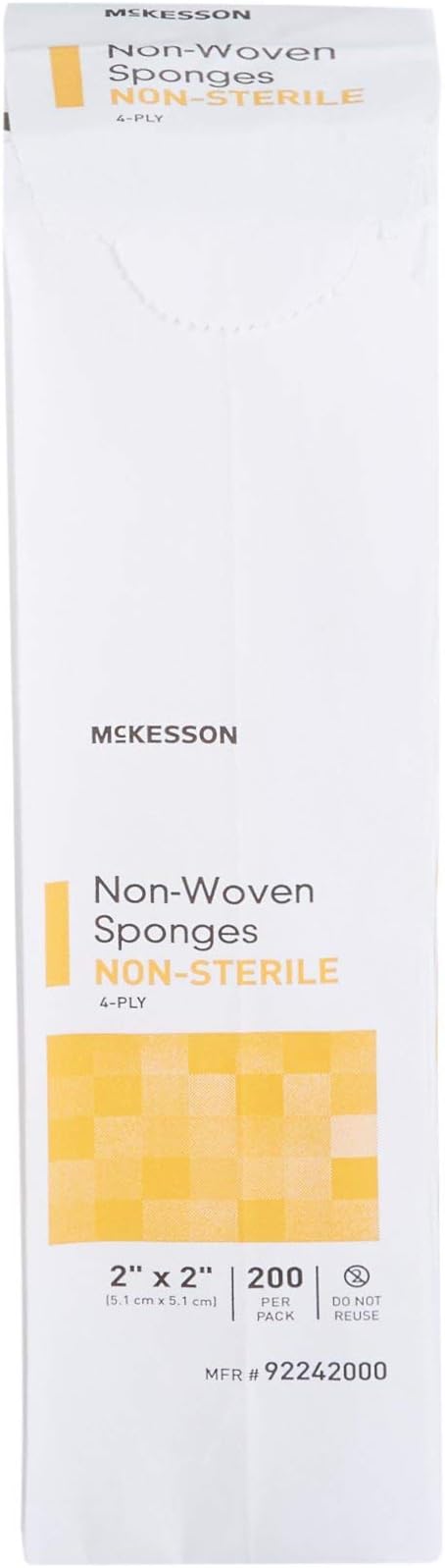 McKesson Non-Woven Sponges, 4-Ply Non-Sterile, Polyester/Rayon Blend, 2 in x 2 in, 200 per Pack, 20 Packs, 4000 Total