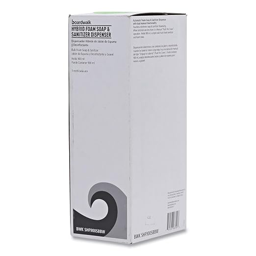Boardwalk 00SBBW Rely Hybrid Foam Soap Dispenser, 12" Width, 5" Depth, 4" Height, 900 mL, Black Pearl, 10" Height, 8" Width