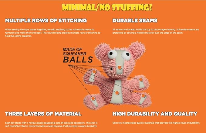 MIGHTY Tuffy Microfiber Medium Ball Lobster Dog Toy | Ultra Durable Plush Toy with Multiple Layers & Reinforced Seams , Washable and Floats , Mighty® Construction