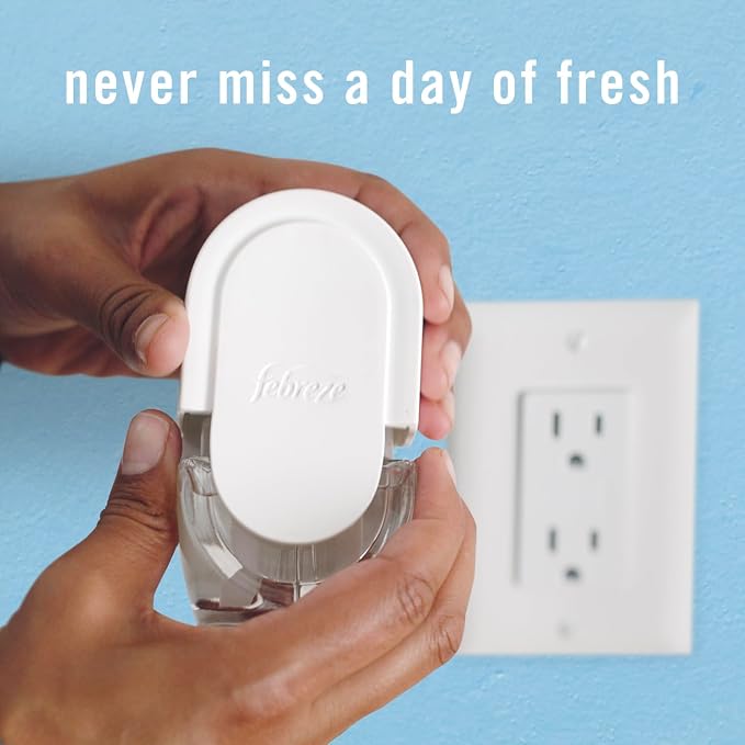 Febreze Plug in Air Freshener, Odor-Fighting Scented Oil Refill, for Home, Bathroom, & Kitchen, Long Lasting, Limited Edition Holiday Winter Pine and Juniper Berry Scent, 0.87oz Refills, 4 Count