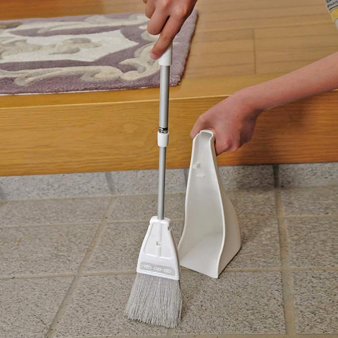 Azuma AZ190-ent Broom Dustpan Set, Petit Dustpan Set, for Entryway, Dustpan Width: Approx. 3.5 inches (9 cm), Total Length: Approx. 16.1-22.0 inches (41-56 cm), Flexible Spikes Even Fine Trash