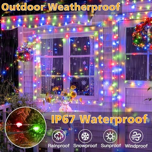 Ollny 198FT 600LED Outdoor Christmas Lights with Remote, 8 Modes Multicolor