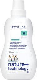 ATTITUDE 2-in-1 Laundry Detergent & Fabric Softener, Plant- & Mineral-Based, HE Compatible, Vegan, Mountain Essentials, 35 Loads, 35.5 Fl Oz