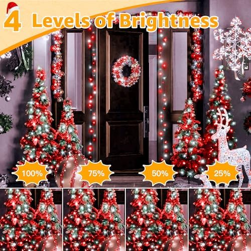 Ollny Christmas Lights Outdoor 800LED 262FT, Red and White Plug in Timers
