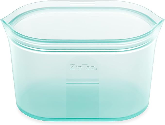 Zip Top Reusable Food Storage Bags | Large Dish [Teal] | Silicone Meal Prep Container | Microwave, Dishwasher and Freezer Safe | Made in the USA