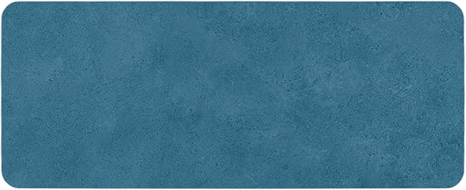 TYUU Bathroom Mat Quick Dry, Bathroom Rugs Non Slip Washable Thin Absorbent Bath Mat Fits Under Door Bathroom Floor Mat Perfect for Bath, Shower, or Sink 24"x60" Denim Blue