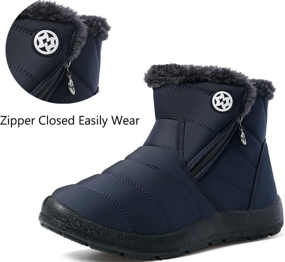 Eagsouni Snow Boots for Women Winter Waterproof Warm Zip Ankle Boots