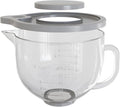 Glass Mixing Bowl 5QT Compatible with KitchenAid 4.5 & 5-Quart | Tilt-Head Stand Mixers, Includes Spout Cover, Measurement Markings & Lid, Dishwasher Safe, Microwave & Freezer Safe