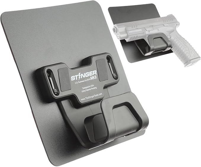 Stinger Magnetic Gun Mount Rack w/Trigger Guard Protection, Gun Holder Conceal in Car, Truck, Vehicle, Desks, Safes, Walls, Gun Magnet for Handgun Rifle Shotgun Pistol Revolver