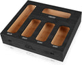 Bamboo Ziplock Bag Storage Organizer for Drawer -Black, 5 in 1 Baggie Organizer with 24 Labels - Fits Gallon, Quart, Sandwich & Snack Bags - Wall Mountable Kitchen Drawer Organizer
