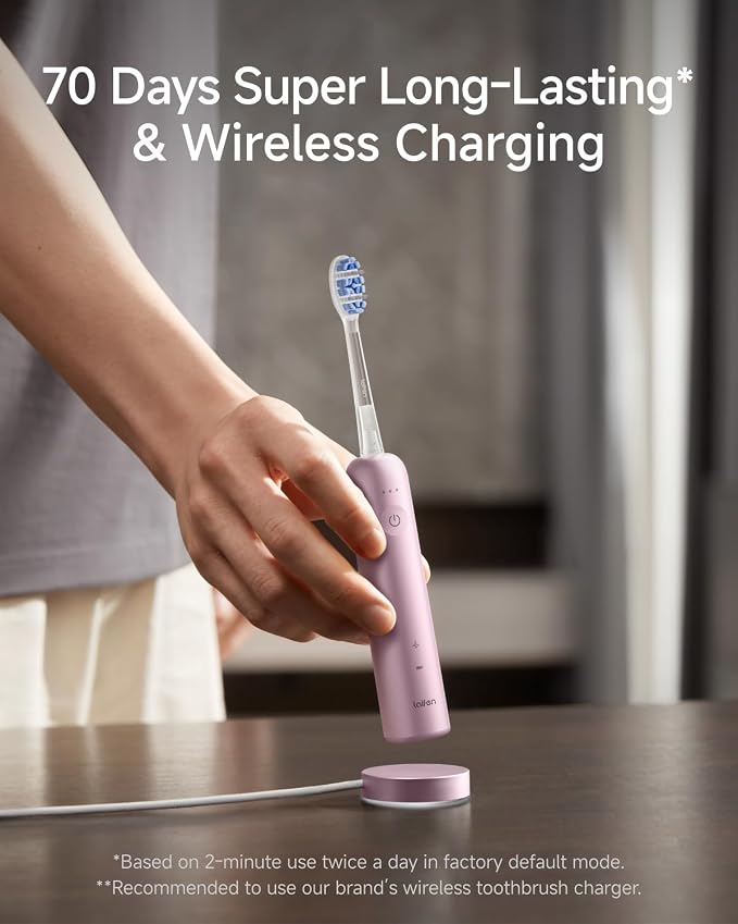 Laifen Wave Pro Sonic Toothbrush, 60° Oscillation & Pressure Sensor, Pink | Aluminum Material, APP Connectivity, 2 Replacement Brush Heads, 70-Day Battery, Travel Friendly, Wireless Charging, Easy Grip